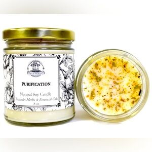 Purification soy candle to cleanse environment of negativity and unwanted energy